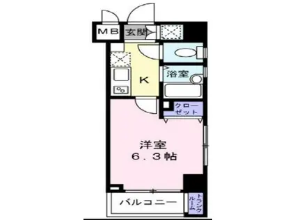 ラ・ピアッツァ麻布十番(1K/6階)の間取り写真