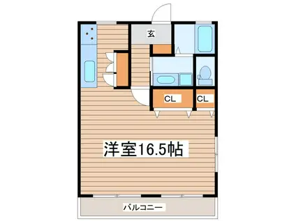 湘南ハイツ B棟(ワンルーム/2階)の間取り写真