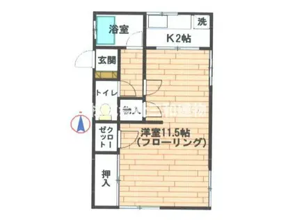 ハイツ早見(1K/2階)の間取り写真