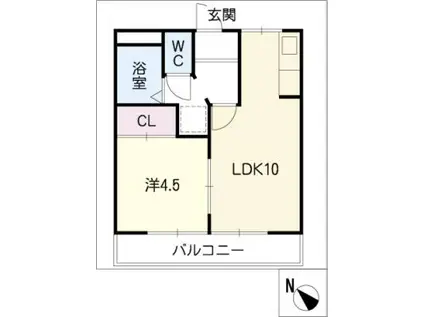 ハイツ・ライトワン(1LDK/2階)の間取り写真