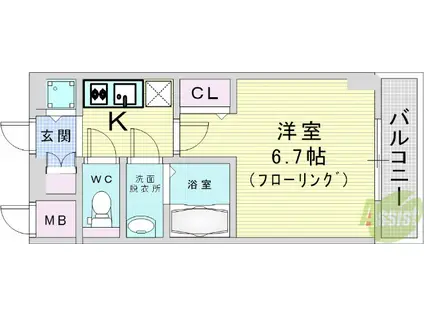 セオリー大阪フルール(1K/9階)の間取り写真