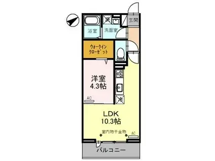 ROIDEL`OURS VI(1LDK/2階)の間取り写真