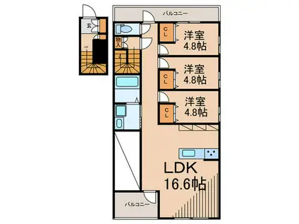 K-AT KOMABA(3LDK/2階)の間取り写真