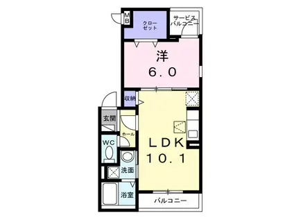 カサ・ベル(1LDK/1階)の間取り写真