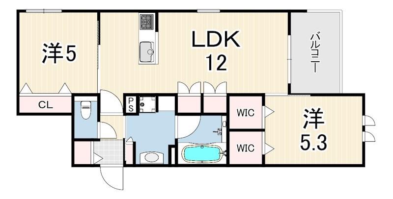 HEBEL MAISON 塚口(2LDK/2階)の間取り写真