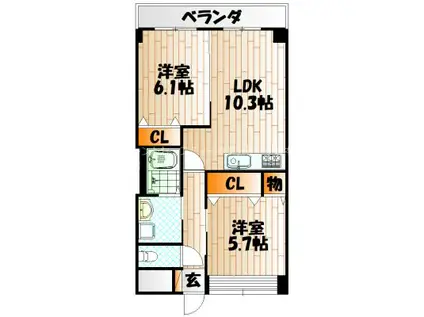 グレースガーデン(2LDK/1階)の間取り写真