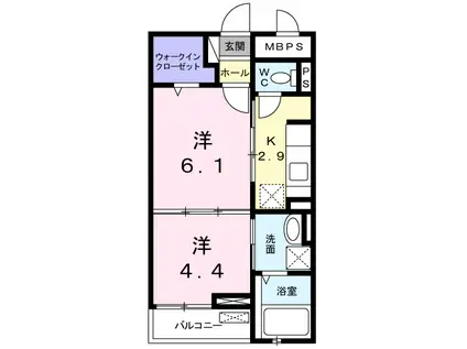 EXIV田園調布(1DK/2階)の間取り写真