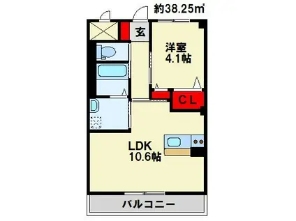 フローレンステラス(1LDK/1階)の間取り写真