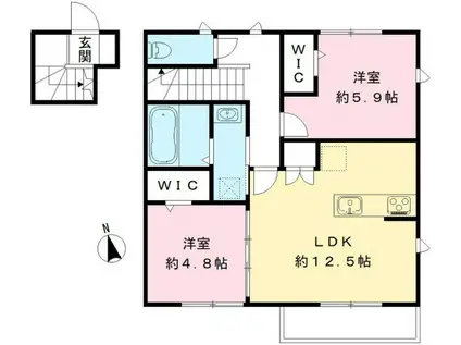 ユアメゾン美鈴園(2LDK/2階)の間取り写真