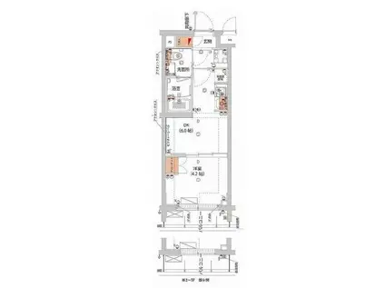 ハーモニーレジデンス武蔵小杉フォレストスクエア(1DK/5階)の間取り写真