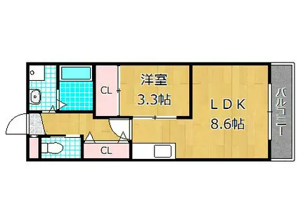 ルミエール星田(1LDK/5階)の間取り写真