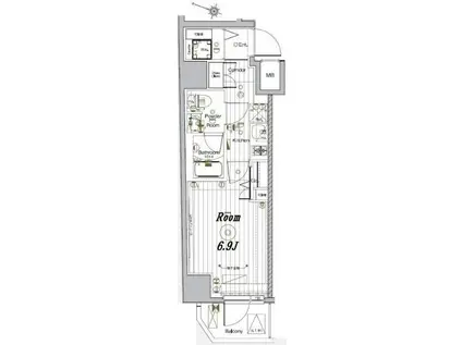 メイクスデザイン品川ノース(1K/8階)の間取り写真