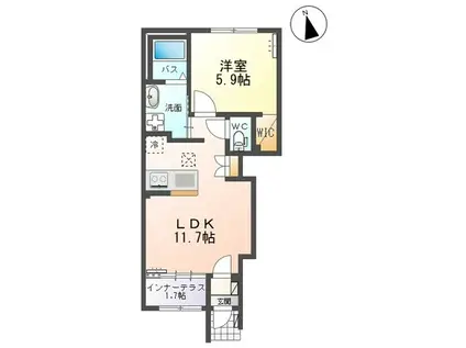 エトワール キリ(1LDK/1階)の間取り写真