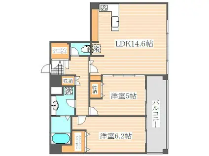 コンソラトゥール博多(2LDK/8階)の間取り写真