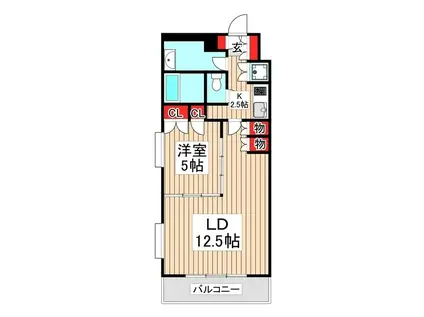 アリュージュ志木本町(1LDK/6階)の間取り写真