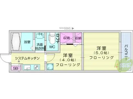 アンダルシア(1K/3階)の間取り写真