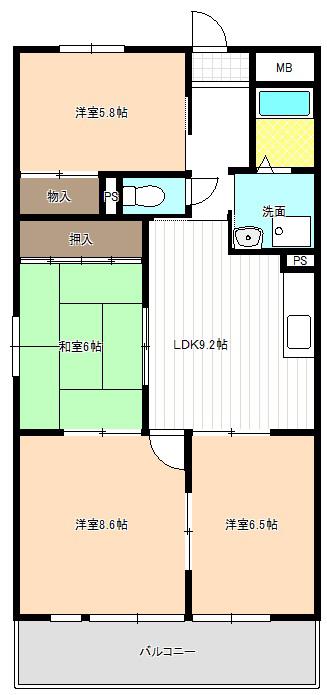 グランドステージNAKANO(4LDK/3階)の間取り写真
