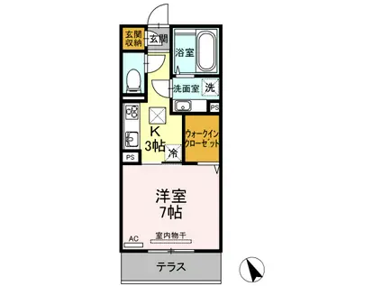 モアボヌール(1K/1階)の間取り写真