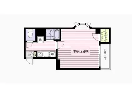 セフ マサアケン(ワンルーム/4階)の間取り写真