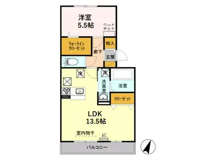 セイチ上近江 B(1LDK/1階)の間取り写真