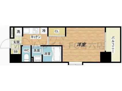 LUXE今里II(1K/6階)の間取り写真