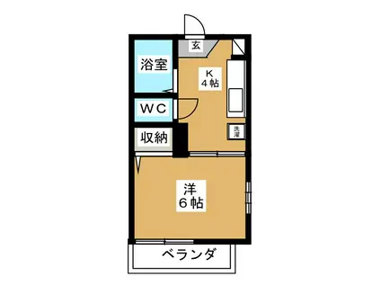 グリーンヒル湘南II(1K/2階)の間取り写真