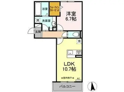 GRANPIA(1LDK/2階)の間取り写真