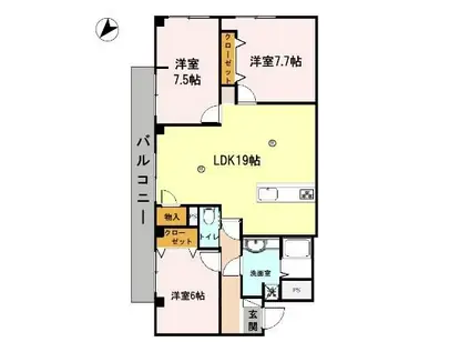 オリオノハイム II(3LDK/3階)の間取り写真