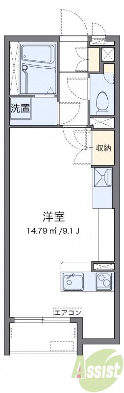 ミランダヴィラ曽根D(ワンルーム/1階)の間取り写真