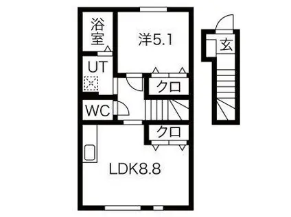 アーバンスタイルI(1LDK/2階)の間取り写真