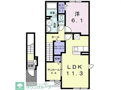 ブライトハウス(1LDK/2階)の間取り写真