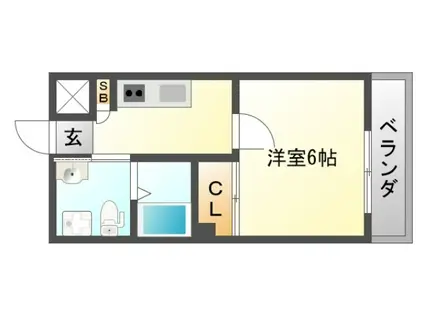 MCOURT関大前(1K/2階)の間取り写真