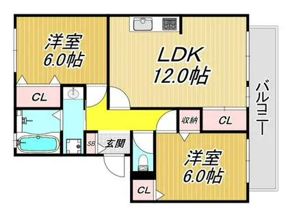 VOGELPLATSHONDA棟(2LDK/2階)の間取り写真