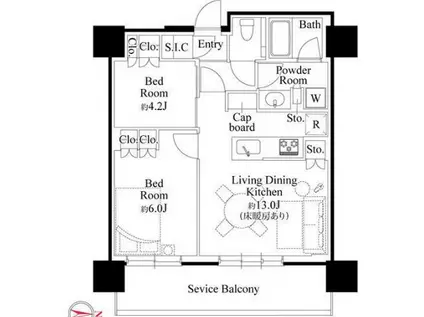 ザヨコハマフロントタワー(2LDK/31階)の間取り写真