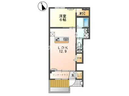 一宮町アパート(1LDK/1階)の間取り写真