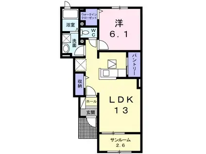 アトレ大財I(1LDK/1階)の間取り写真