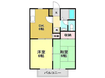 ハイツ築地 C棟(2DK/1階)の間取り写真