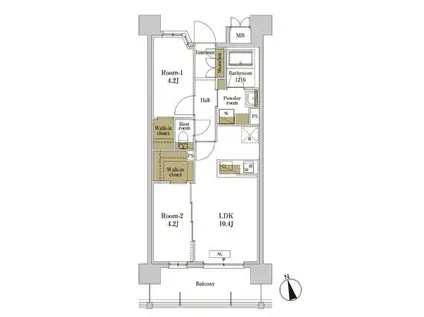 RJRプレシア川口(2LDK/9階)の間取り写真
