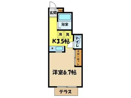 グリーンコート(1K/1階)の間取り写真