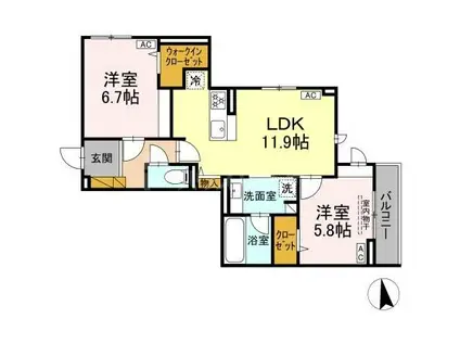 ラ・ペッシュ(2LDK/3階)の間取り写真