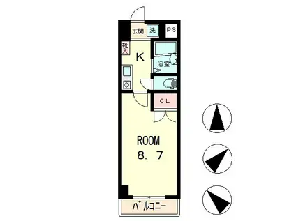 クレスト草津(1K/7階)の間取り写真