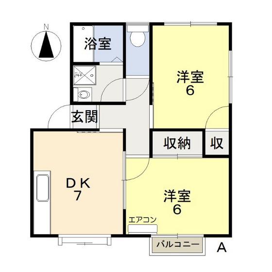 サンライフヒラタI(2DK/2階)の間取り写真