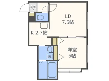 ヴィラ リベルタス(1LDK/3階)の間取り写真
