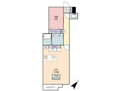 フローリッシュ大久保II(1LDK/2階)の間取り写真