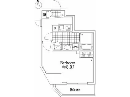 ハーモニーレジデンス府中の杜(1K/2階)の間取り写真
