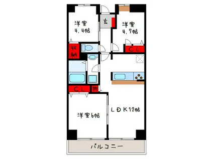 ルミエール八尾(3LDK/5階)の間取り写真