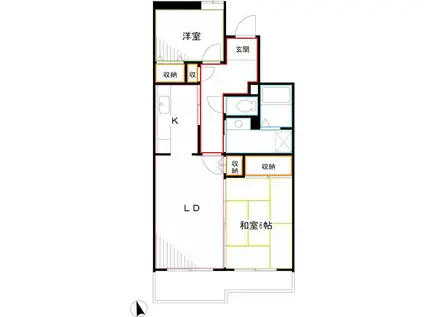 コーポレート小金井梶野通 6号(2LDK/1階)の間取り写真