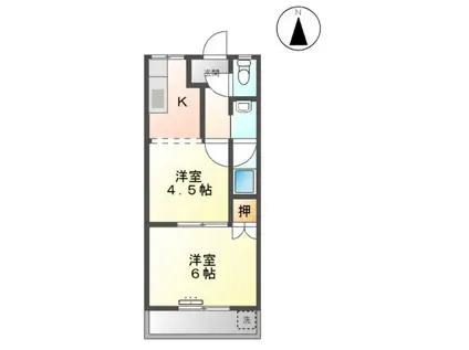 グリーンハウスミキ(2K/2階)の間取り写真