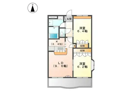 ロイヤルヒルズ青山(2LDK/2階)の間取り写真
