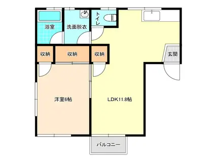 ＪＲ大村線 諏訪駅 徒歩12分 2階建 築37年(1LDK/2階)の間取り写真